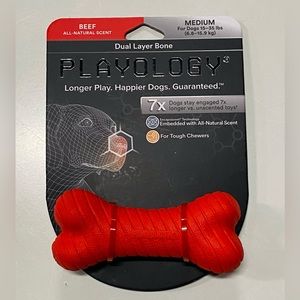 Playology Dual Layer Bone Beef Scented Dog Toy